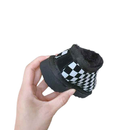 Cozy Checkered Mules- Black