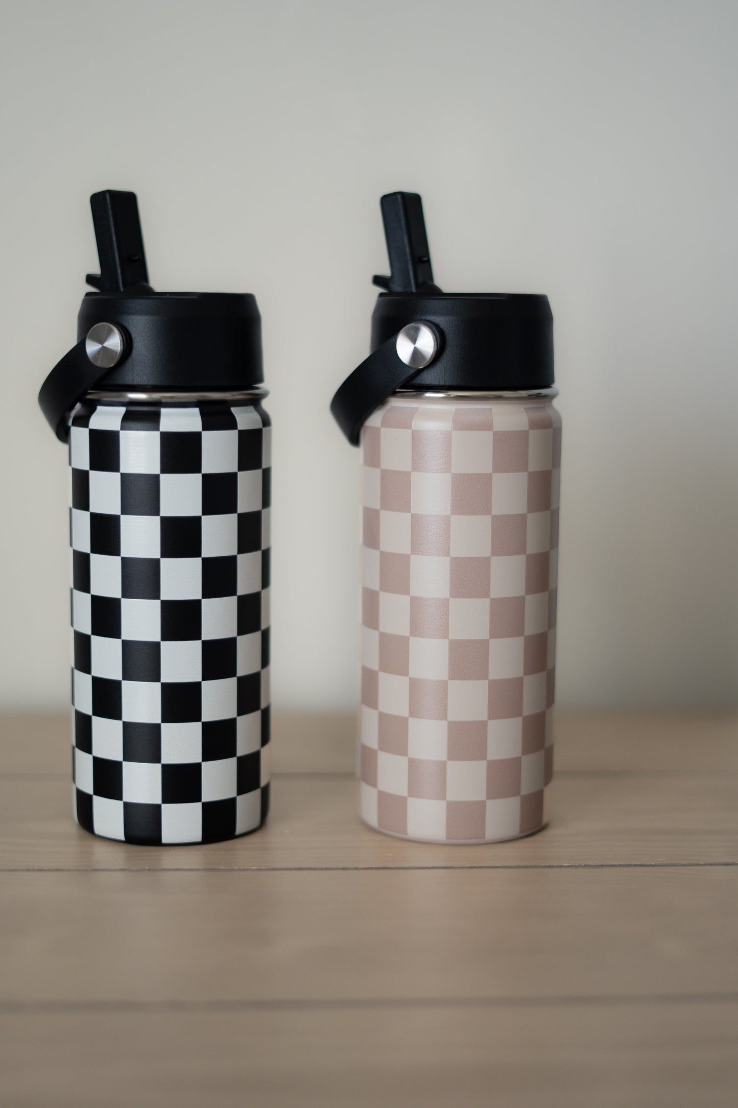 Beige Checker 16 OZ Water Bottle